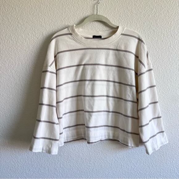 ATM Anthony Thomas Melillo Plaited Jersey Stripe Sweatshirt - Chalk Smoke White - Picture 2 of 16